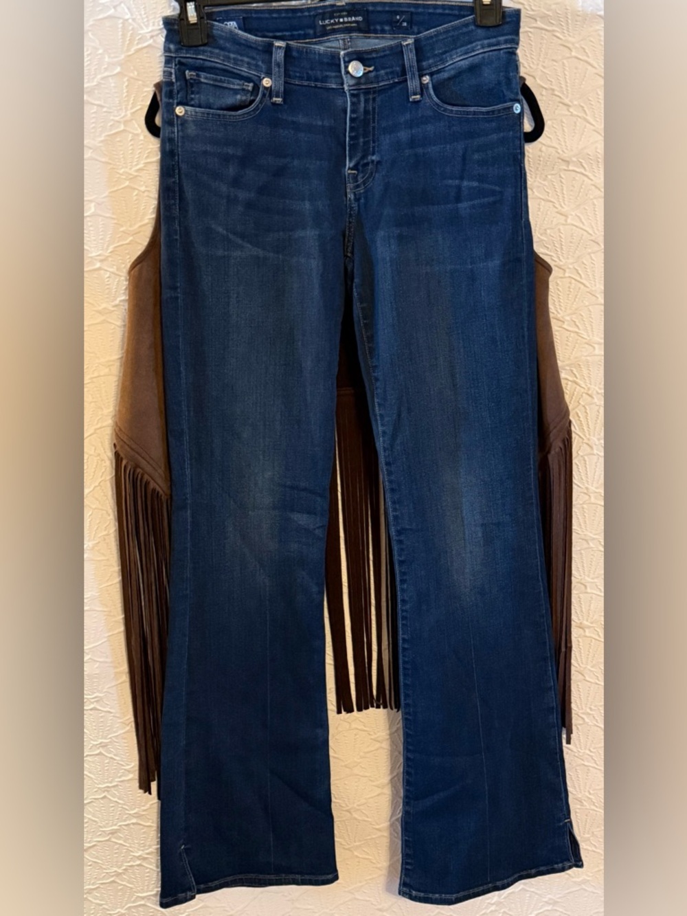 Western Boho Outfit Bundle 🤎 Fringe Vest & Lucky Brand Boot cut Jeans - Picture 11 of 16